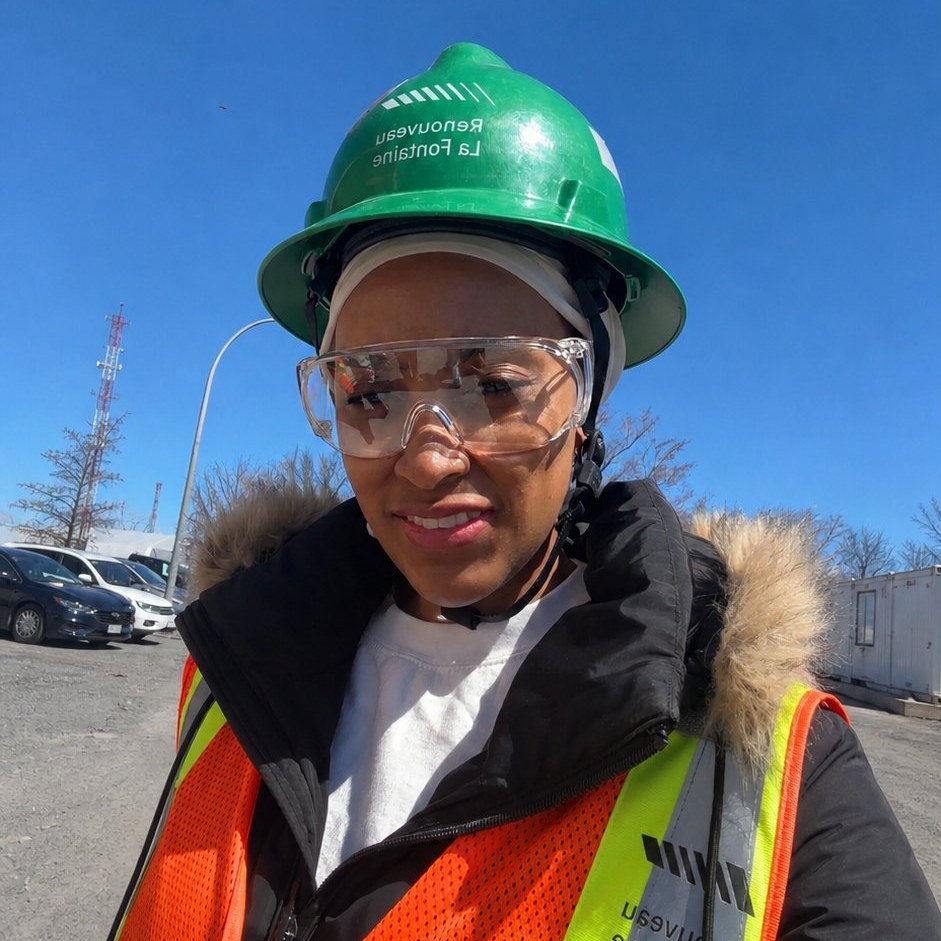 Fatoumata SALL en visite de chantier — projet Renouveau La Fontaine, Montréal (CHEC 2026)